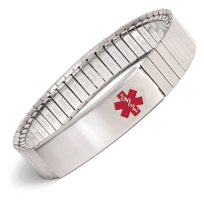 Bracelets Stainless Steel Medilog ID Bracelet with Compartment Plaque Expansion Band Speidel