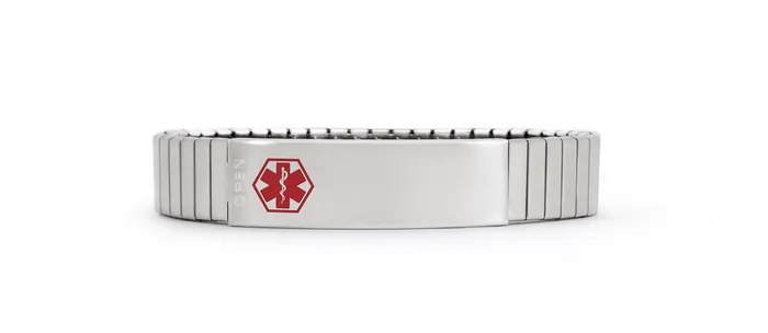 Bracelets Stainless Steel Medilog ID Bracelet with Compartment Plaque Expansion Band Speidel
