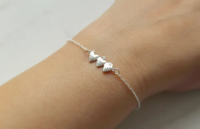 Bracelets TheLittleCatholic Holy Family Hearts Bracelet in Sterling Silver