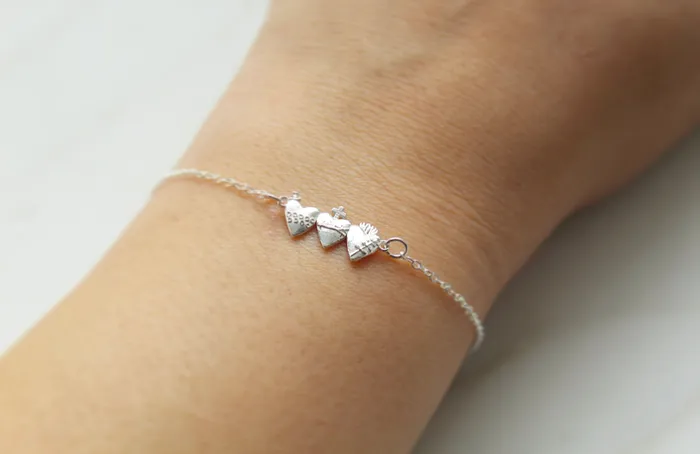 Bracelets TheLittleCatholic Holy Family Hearts Bracelet in Sterling Silver