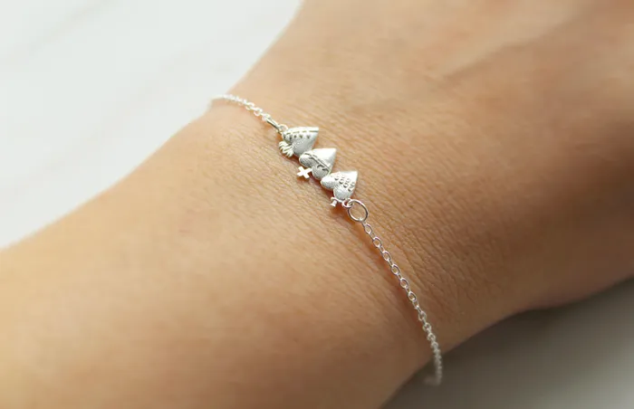 Bracelets TheLittleCatholic Holy Family Hearts Bracelet in Sterling Silver