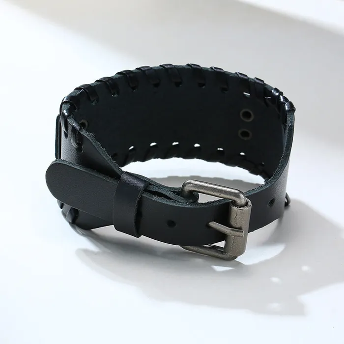 Bracelets Viking Leather Bracelet With Norse Raven VikingStore