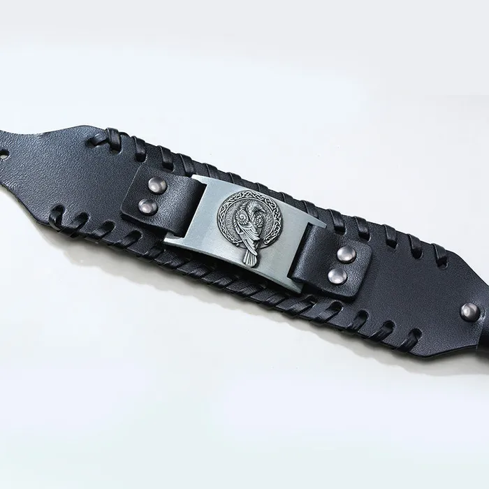Bracelets Viking Leather Bracelet With Norse Raven VikingStore