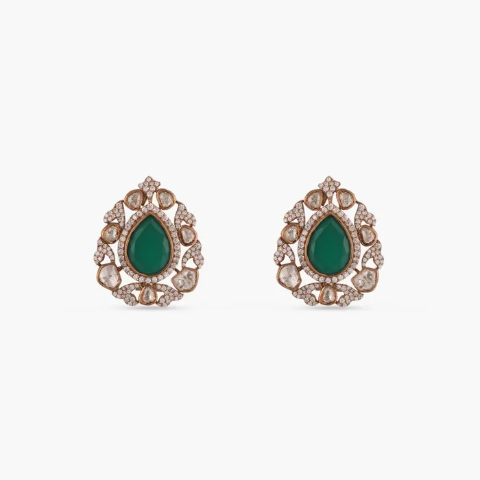 Brillant Emerald Silver Stud Earrings SILVER Earrings