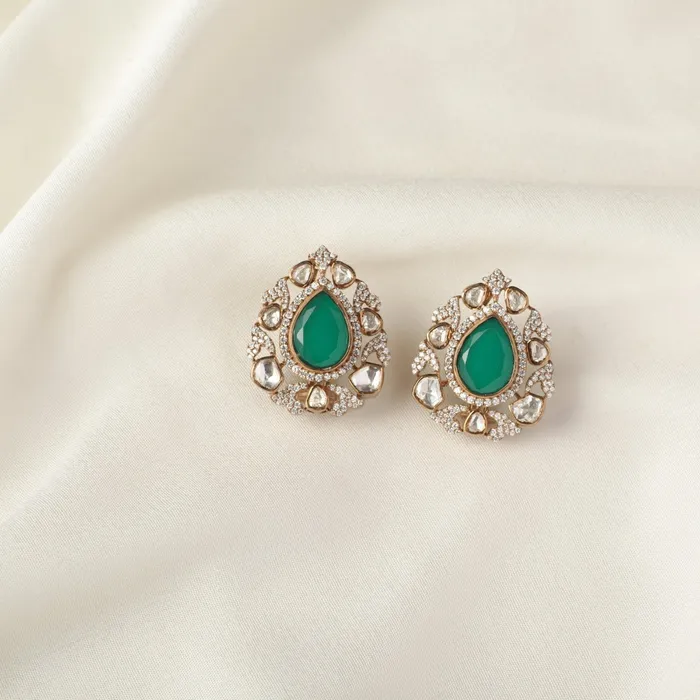 Brillant Emerald Silver Stud Earrings SILVER Earrings