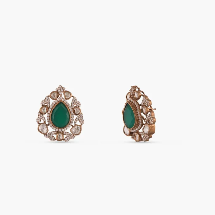 Brillant Emerald Silver Stud Earrings SILVER Earrings