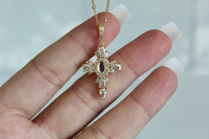 Capri Cross Necklace The Little Catholic Necklaces