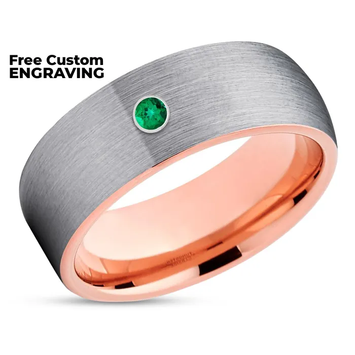 Clean Casting Jewelry Rings Emerald Tungsten Ring Rose Gold Tungsten Tungsten Wedding Band 8mm