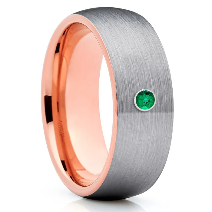 Clean Casting Jewelry Rings Emerald Tungsten Ring Rose Gold Tungsten Tungsten Wedding Band 8mm