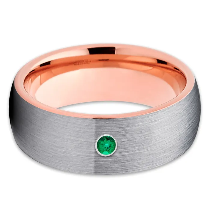 Clean Casting Jewelry Rings Emerald Tungsten Ring Rose Gold Tungsten Tungsten Wedding Band 8mm