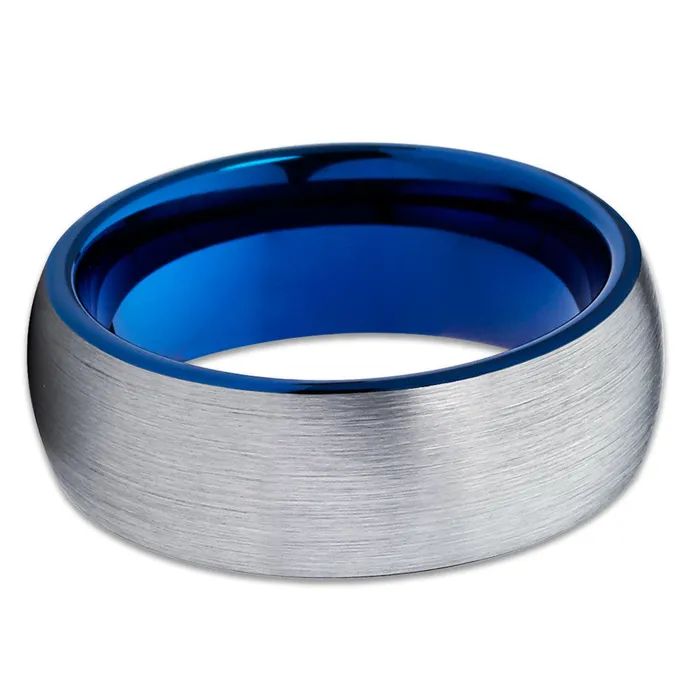 Clean Casting Jewelry Rings Gray Wedding Band Blue Tungsten Ring Blue Tungsten Wedding Ring Brush Ring