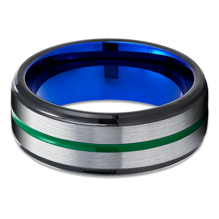 Clean Casting Jewelry Rings Green Wedding Band Blue Wedding Band Tungsten Carbide Ring Gray Wedding Ring