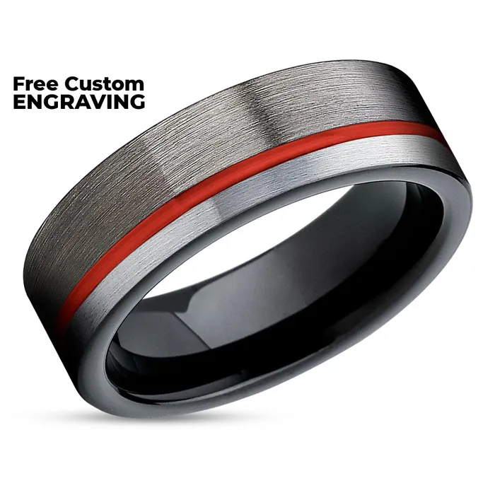 Clean Casting Jewelry Rings Gunmetal Wedding Ring Red Tungsten Ring Black Wedding Ring Tungsten Ring