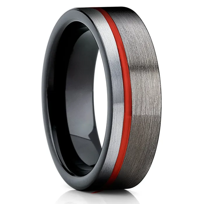 Clean Casting Jewelry Rings Gunmetal Wedding Ring Red Tungsten Ring Black Wedding Ring Tungsten Ring