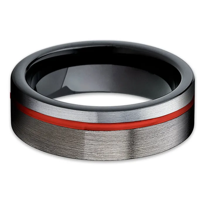 Clean Casting Jewelry Rings Gunmetal Wedding Ring Red Tungsten Ring Black Wedding Ring Tungsten Ring