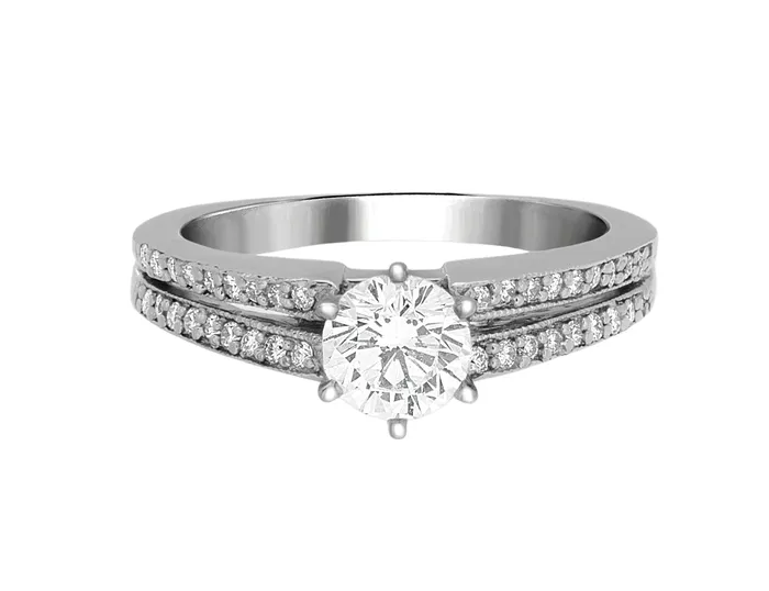 Complete Rings White Gold with 071 CTW Round Diamond Diamond Center Stone Classic Engagement Ring International Diamond Center Rings Complete Rings White Gold with 071 CTW Round Diamond Diamond Center Stone Classic Engagement Ring International Diamond Center Rings
