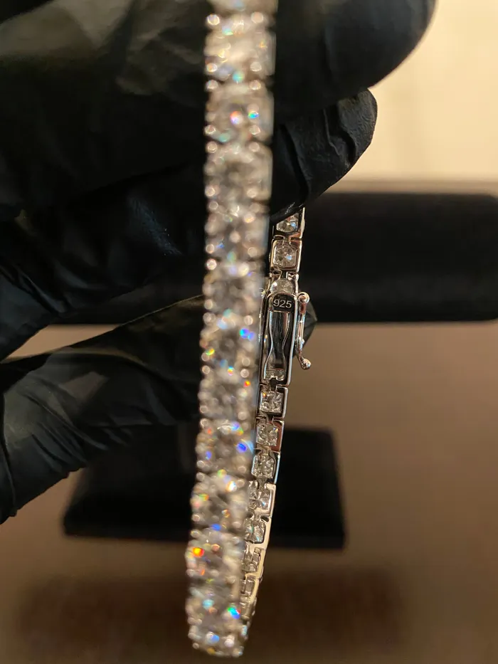 DripGawd Jewelry Bracelets 5mm Moissanite Tennis Bracelet 925 SilverWhite Gold