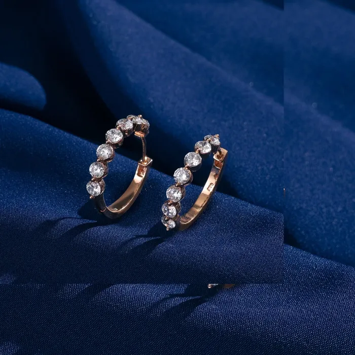 Earrings CZ Crescent Silver Hoop Earrings SILVER