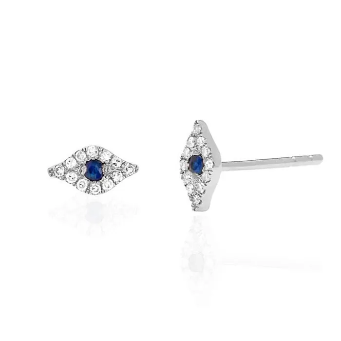 Earrings EF Collection Mini Diamond Evil Eye Stud Earring