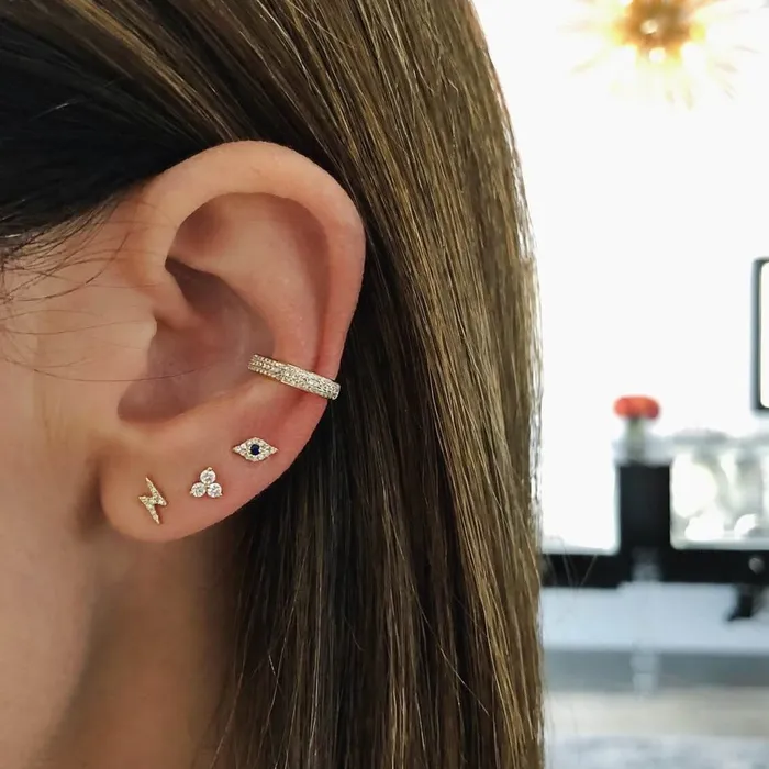 Earrings EF Collection Mini Diamond Evil Eye Stud Earring