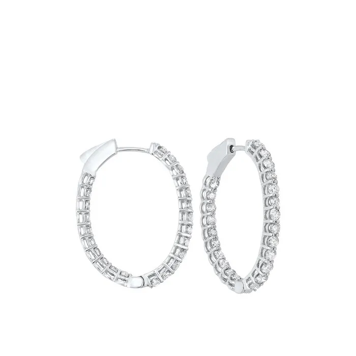 Earrings Gems One 2 ctw InsideOutside Diamond Hoop Round Shaped Earrings Earrings Gems One 2 ctw InsideOutside Diamond Hoop Round Shaped Earrings