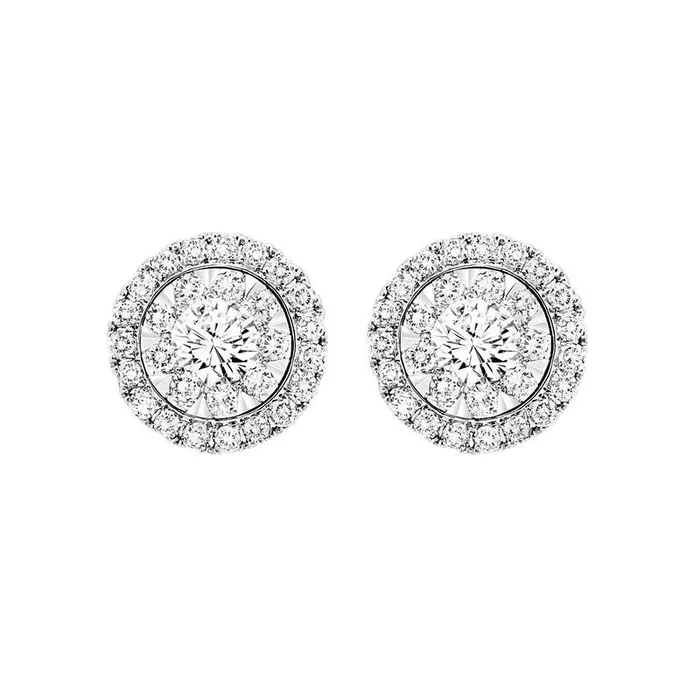 Earrings International Diamond Center 14K Diamond Halo Earrings