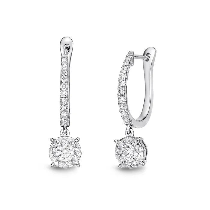 Earrings International Diamond Center IDC Signature Collection White Gold Bouquet Drop Earrings 55ctw approx 10 centers Earrings International Diamond Center IDC Signature Collection White Gold Bouquet Drop Earrings 55ctw approx 10 centers