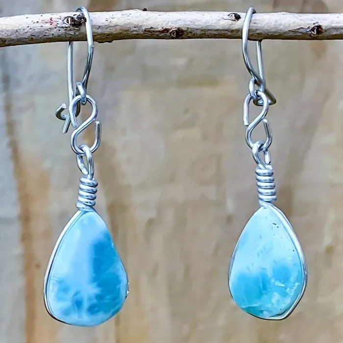 Earrings Magic Crystals 925 Sterling Silver Larimar Earring