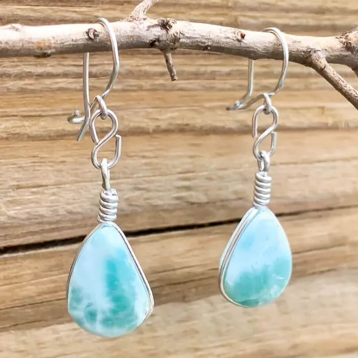 Earrings Magic Crystals 925 Sterling Silver Larimar Earring