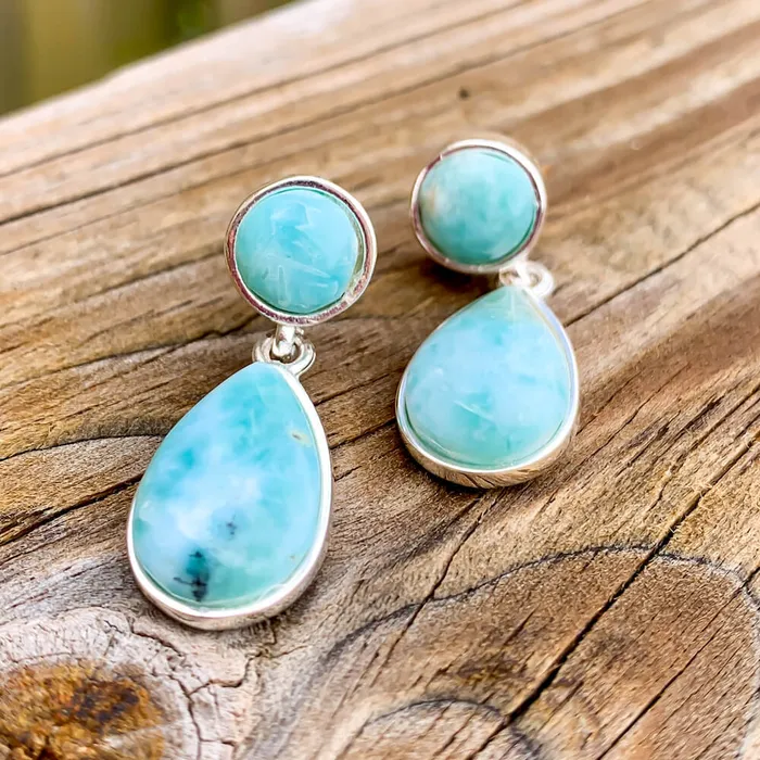 Earrings Magic Crystals 925 Sterling Silver Larimar Earring