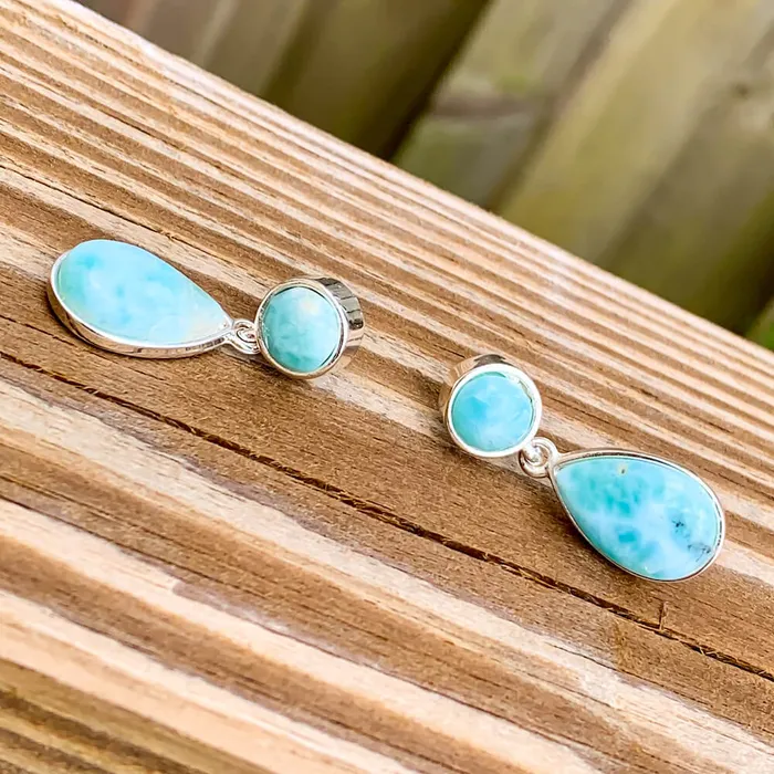 Earrings Magic Crystals 925 Sterling Silver Larimar Earring