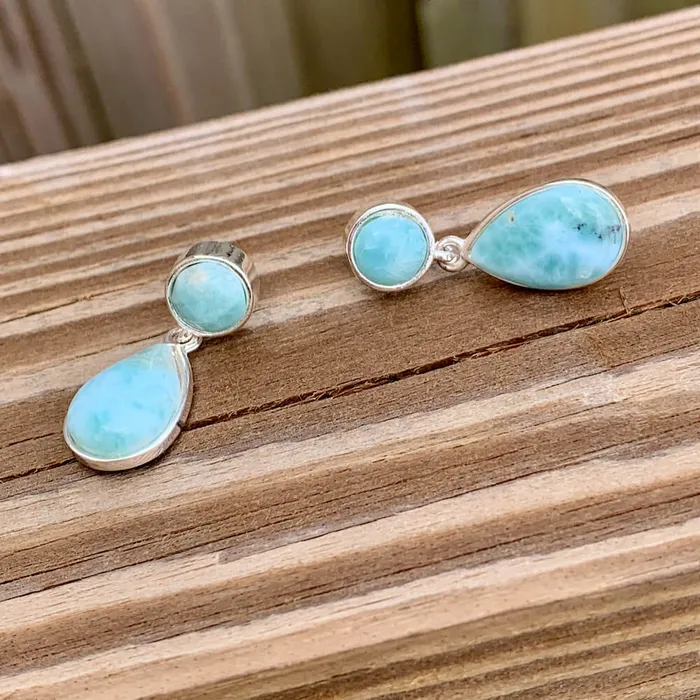 Earrings Magic Crystals 925 Sterling Silver Larimar Earring