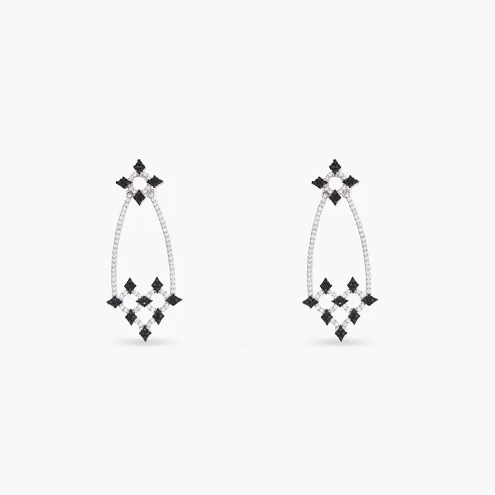 Earrings Monochrome Play Chandelier CZ Silver Drop Earrings SILVER