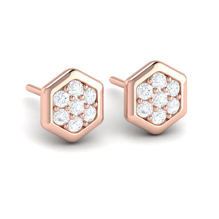 Earrings Shop IDC estore Vlora Serafina 14K Gold Diamond Cluster Honeycomb Stud Earrings 035CTW