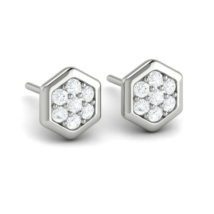 Earrings Shop IDC estore Vlora Serafina 14K Gold Diamond Cluster Honeycomb Stud Earrings 035CTW