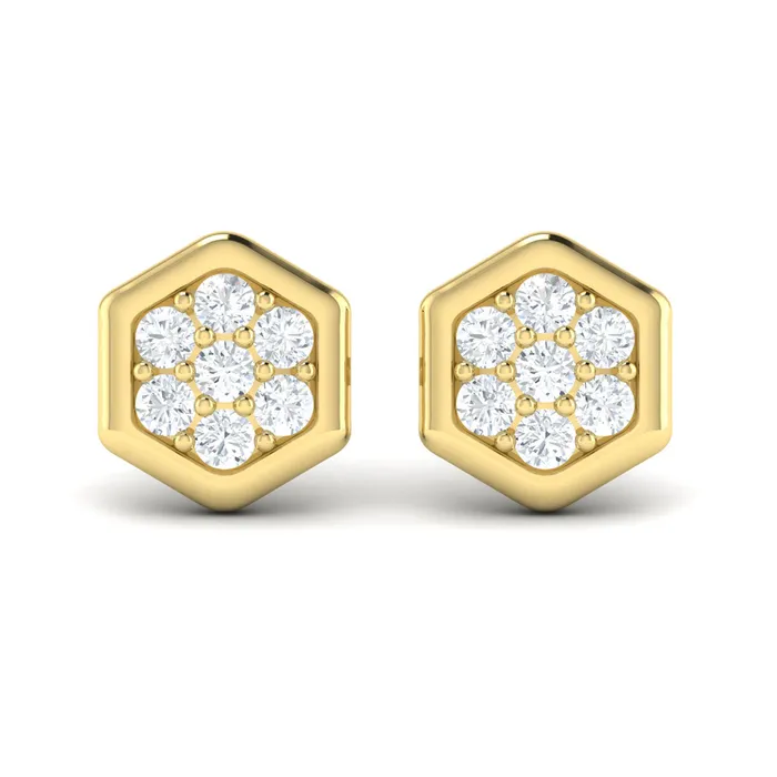 Earrings Shop IDC estore Vlora Serafina 14K Gold Diamond Cluster Honeycomb Stud Earrings 035CTW