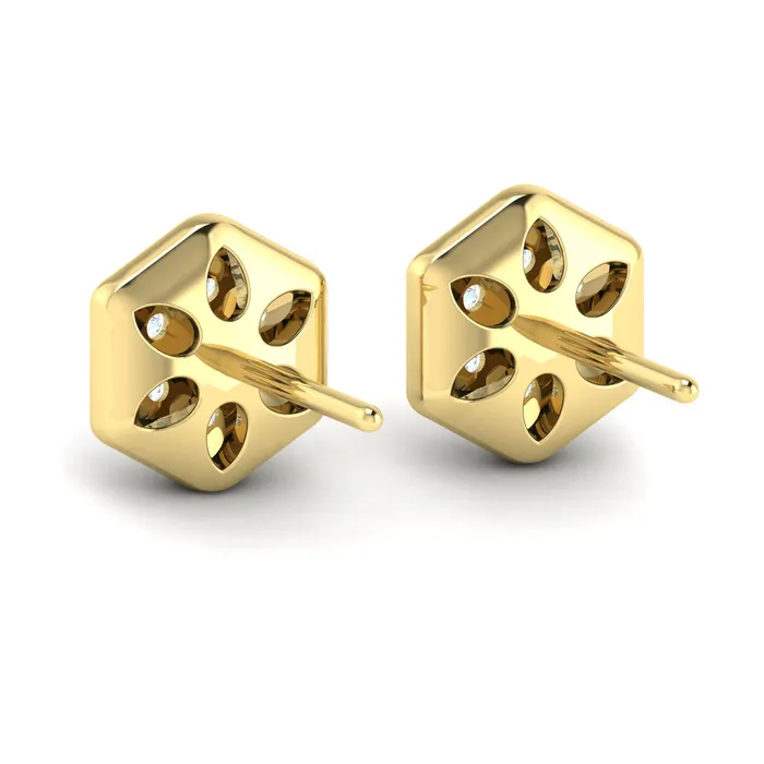 Earrings Shop IDC estore Vlora Serafina 14K Gold Diamond Cluster Honeycomb Stud Earrings 035CTW