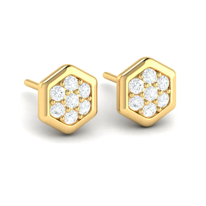 Earrings Shop IDC estore Vlora Serafina 14K Gold Diamond Cluster Honeycomb Stud Earrings 035CTW
