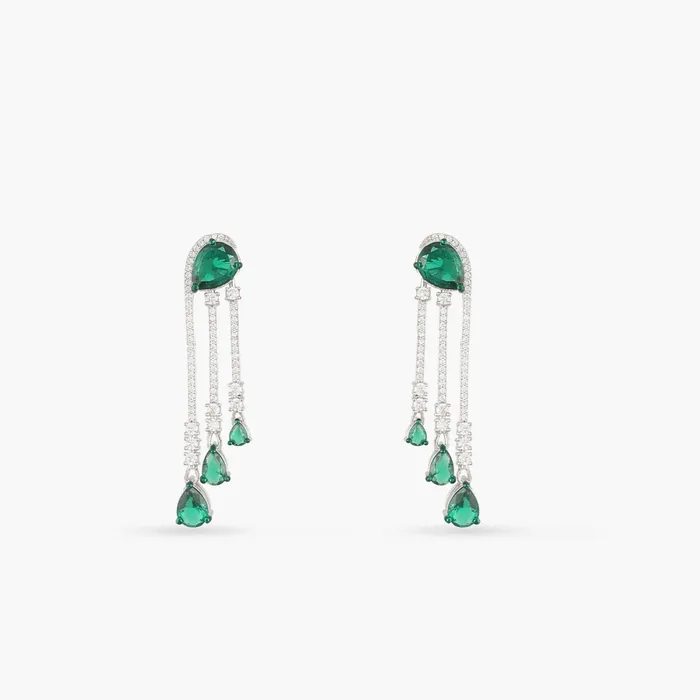Earrings SILVER Emeraude Waterfall Silver Earrings
