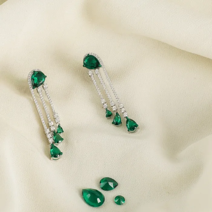 Earrings SILVER Emeraude Waterfall Silver Earrings