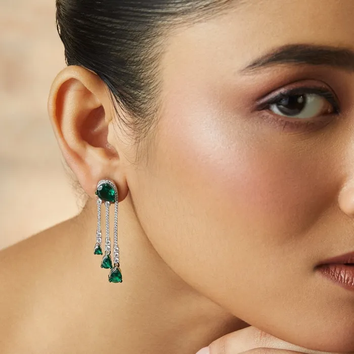Earrings SILVER Emeraude Waterfall Silver Earrings