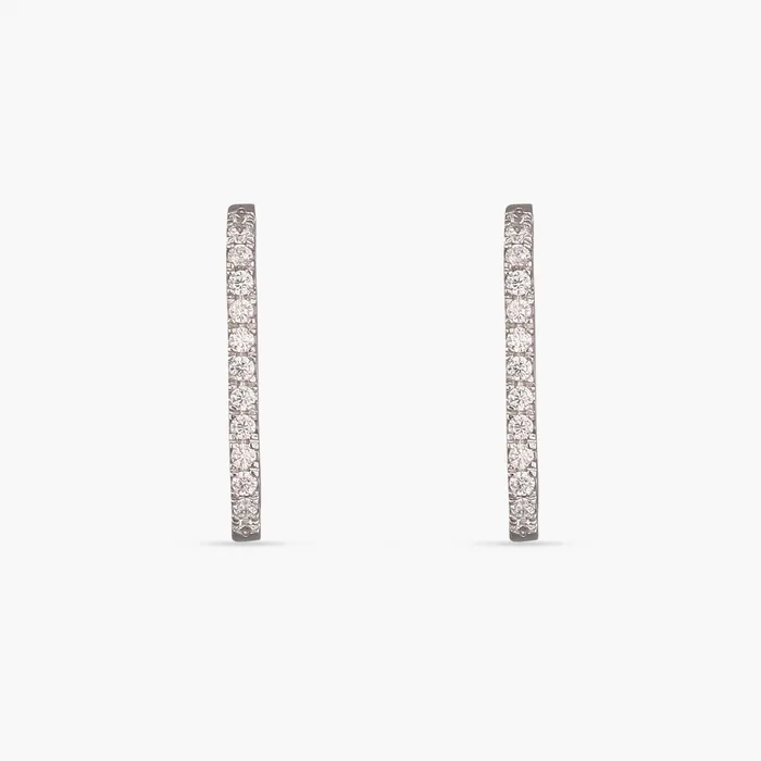 Earrings Single Pave Square Hoop Silver Earrings SILVER