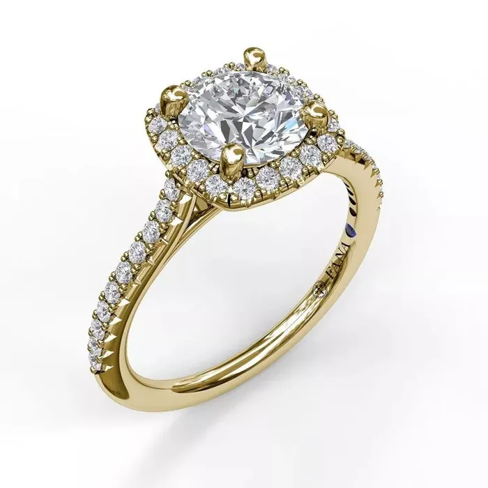 FANA Delicate Cushion Halo Engagement Ring Setting With Pave Shank International Diamond Center Rings