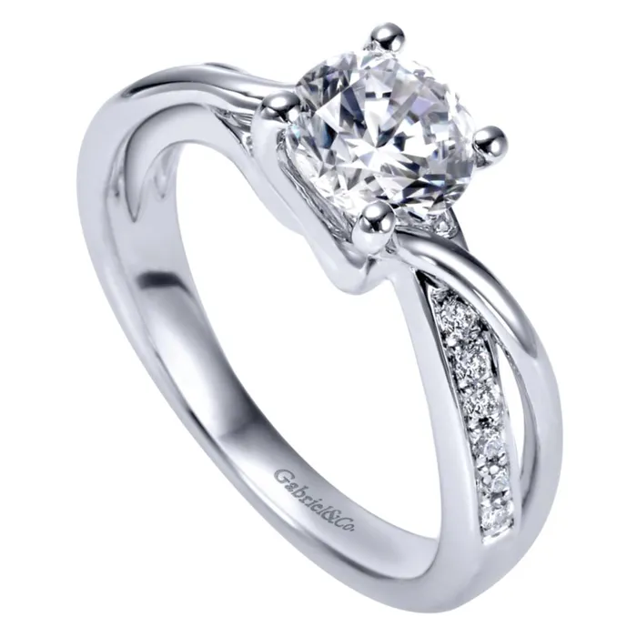 Gabriel Bridal Collection White Gold Criss Cross Engagement Ring 014 ctw International Diamond Center Rings Gabriel Bridal Collection White Gold Criss Cross Engagement Ring 014 ctw International Diamond Center Rings