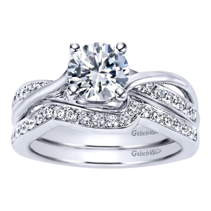 Gabriel Bridal Collection White Gold Criss Cross Engagement Ring 014 ctw International Diamond Center Rings Gabriel Bridal Collection White Gold Criss Cross Engagement Ring 014 ctw International Diamond Center Rings