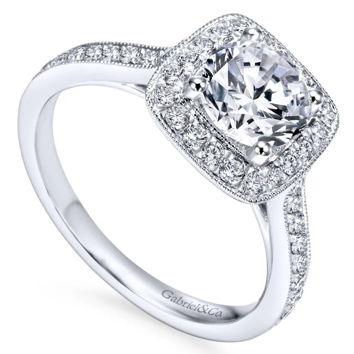 Gabriel Bridal Collection White Gold Diamond Halo Channel Engagement Ring 048 ctw International Diamond Center Rings Gabriel Bridal Collection White Gold Diamond Halo Channel Engagement Ring 048 ctw International Diamond Center Rings