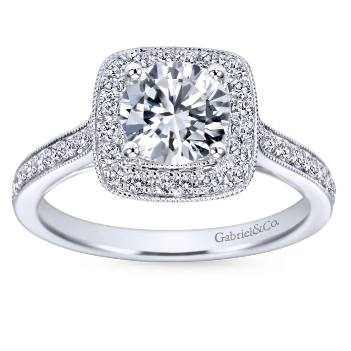 Gabriel Bridal Collection White Gold Diamond Halo Channel Engagement Ring 048 ctw International Diamond Center Rings Gabriel Bridal Collection White Gold Diamond Halo Channel Engagement Ring 048 ctw International Diamond Center Rings