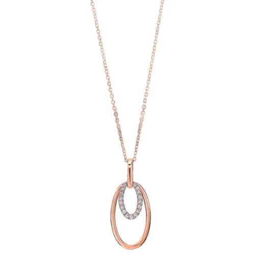 Gems One Necklaces Diamond Double Eternity Oval Anniversary Pendant Necklace In 10K White Rose Gold 010 CTW Gems One Necklaces Diamond Double Eternity Oval Anniversary Pendant Necklace In 10K White Rose Gold 010 CTW