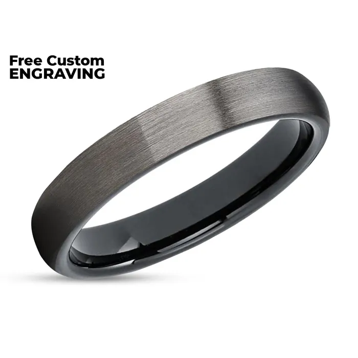 Gunmetal Tungsten Ring 4mm Black Tungsten Gunmetal Wedding Band Gunmetal Clean Casting Jewelry Rings
