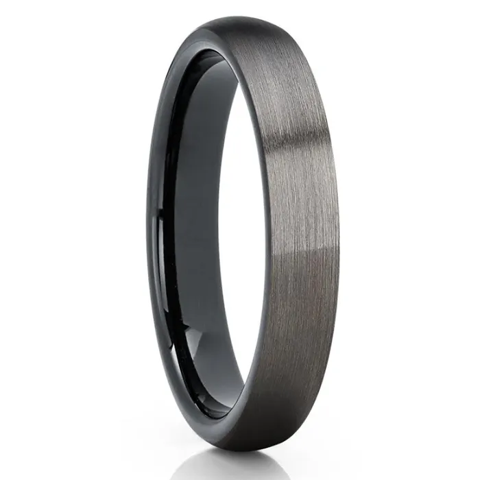 Gunmetal Tungsten Ring 4mm Black Tungsten Gunmetal Wedding Band Gunmetal Clean Casting Jewelry Rings